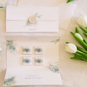 Convites com Napolitanas de Chocolate – Casamento, Comunhão e Celebrações