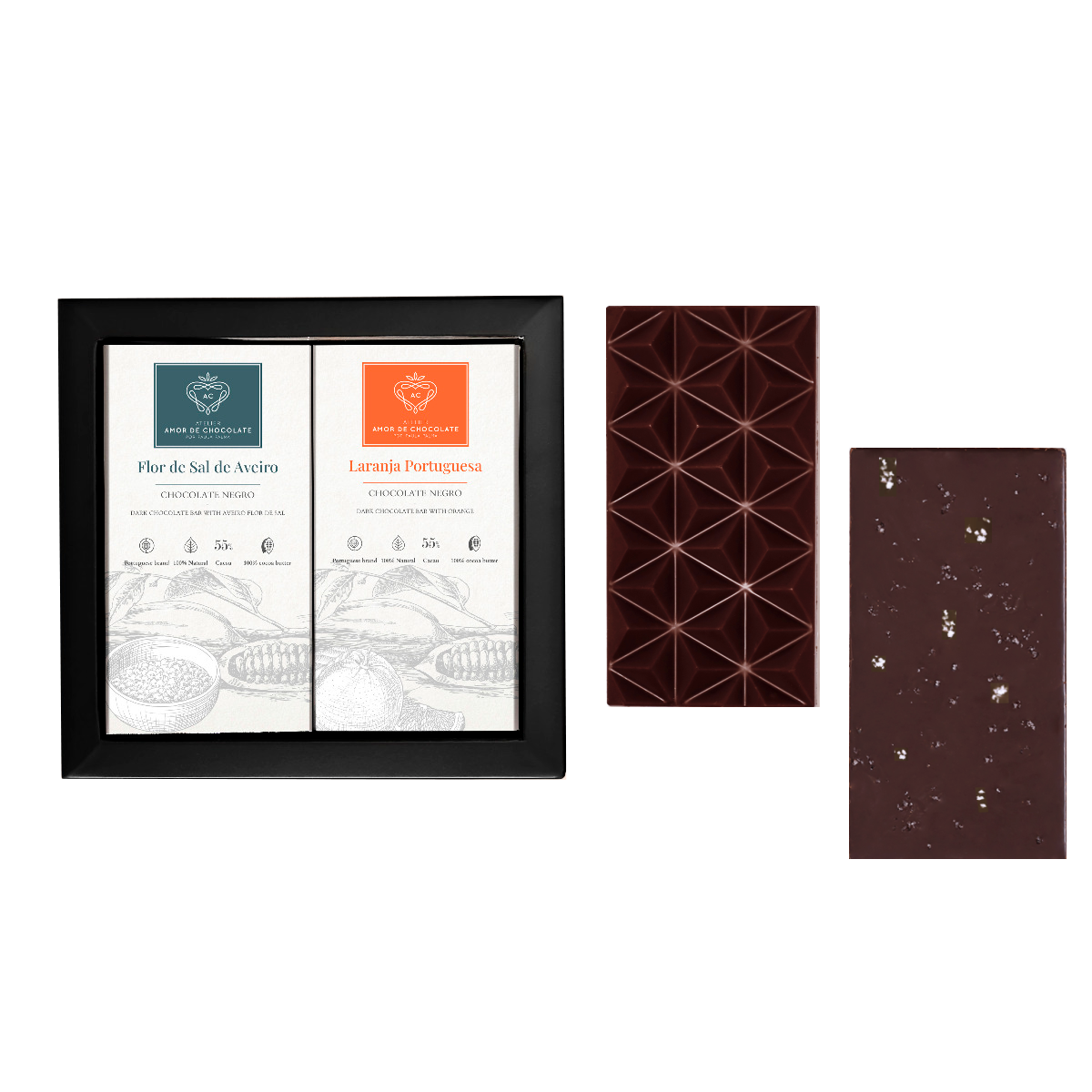 Conjunto de Degustação | 2 Tabletes de Chocolate Negro Selecionadas